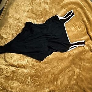 Black white trimmed square neck bodysuit
